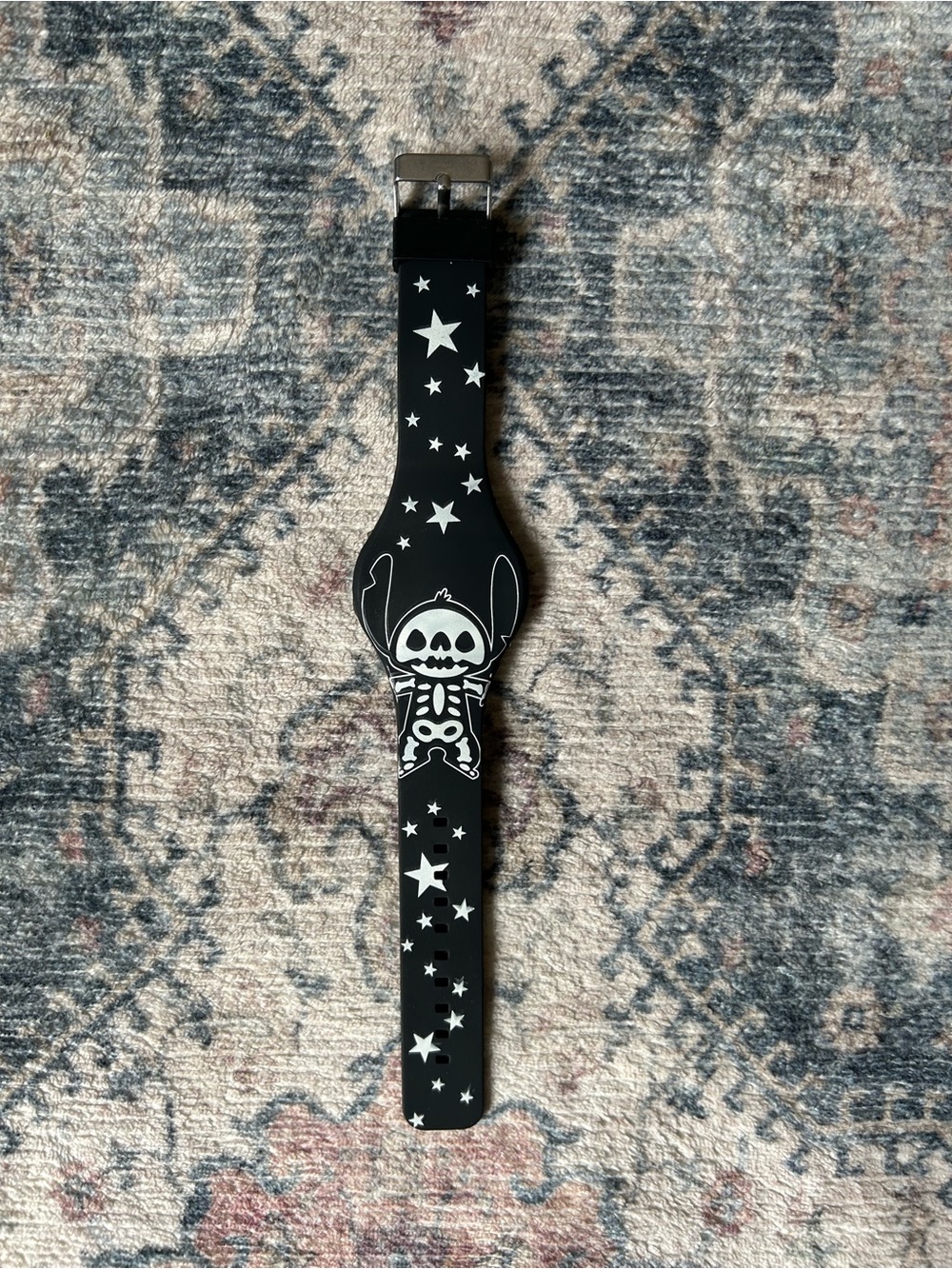 Disney Lilo & Stitch Skeleton & Stars Glow-in-The-Dark Rubber LED Watch